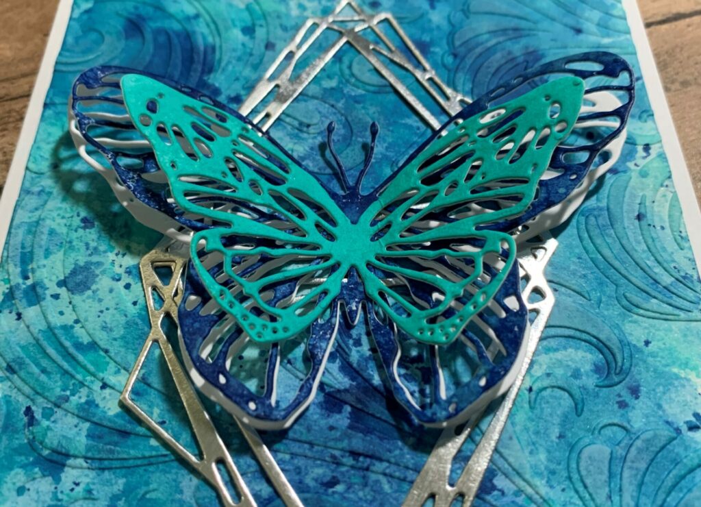 layered butterflies card closeup