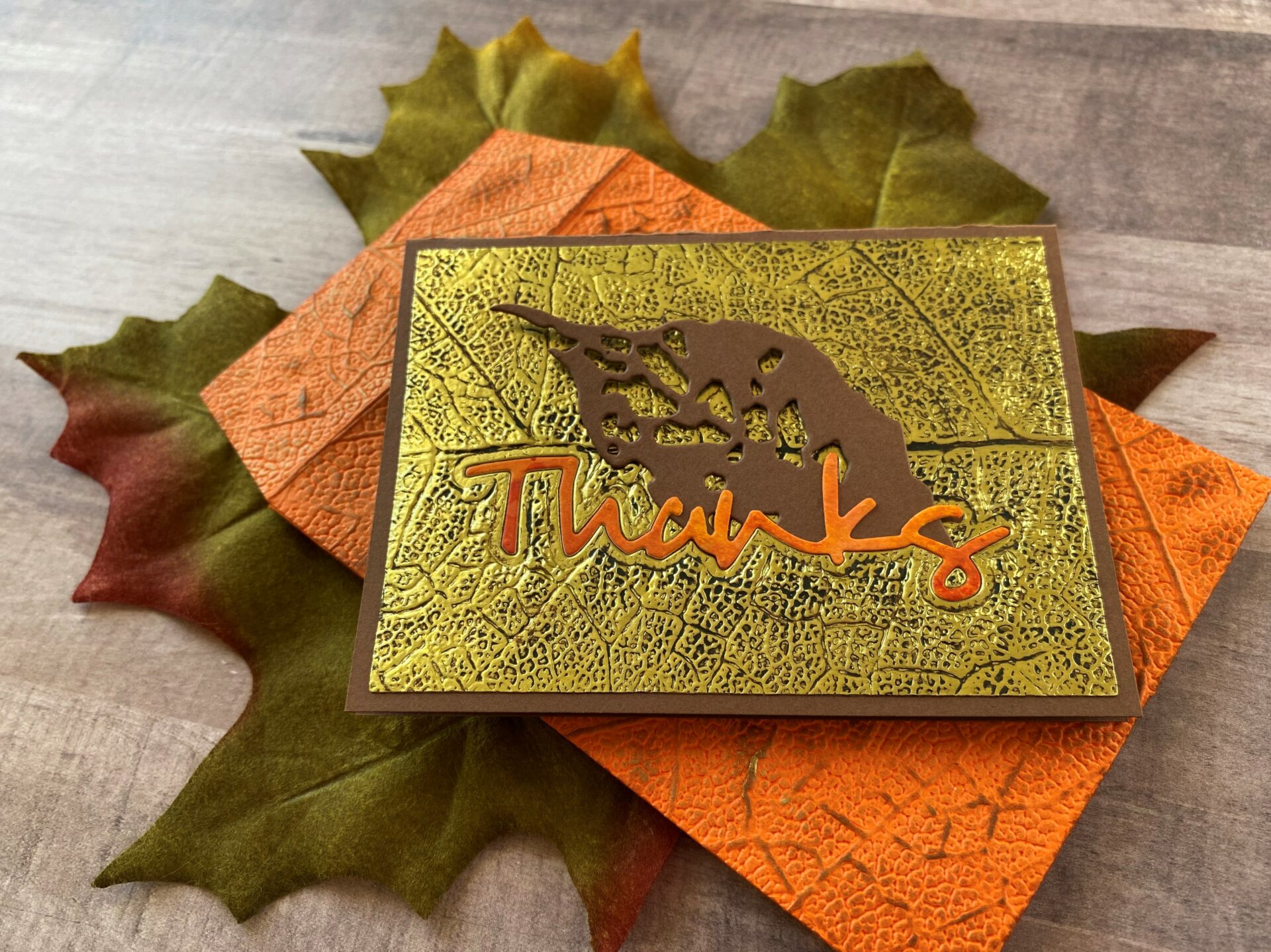 Leaf Thanks Card With Embossed Envelope