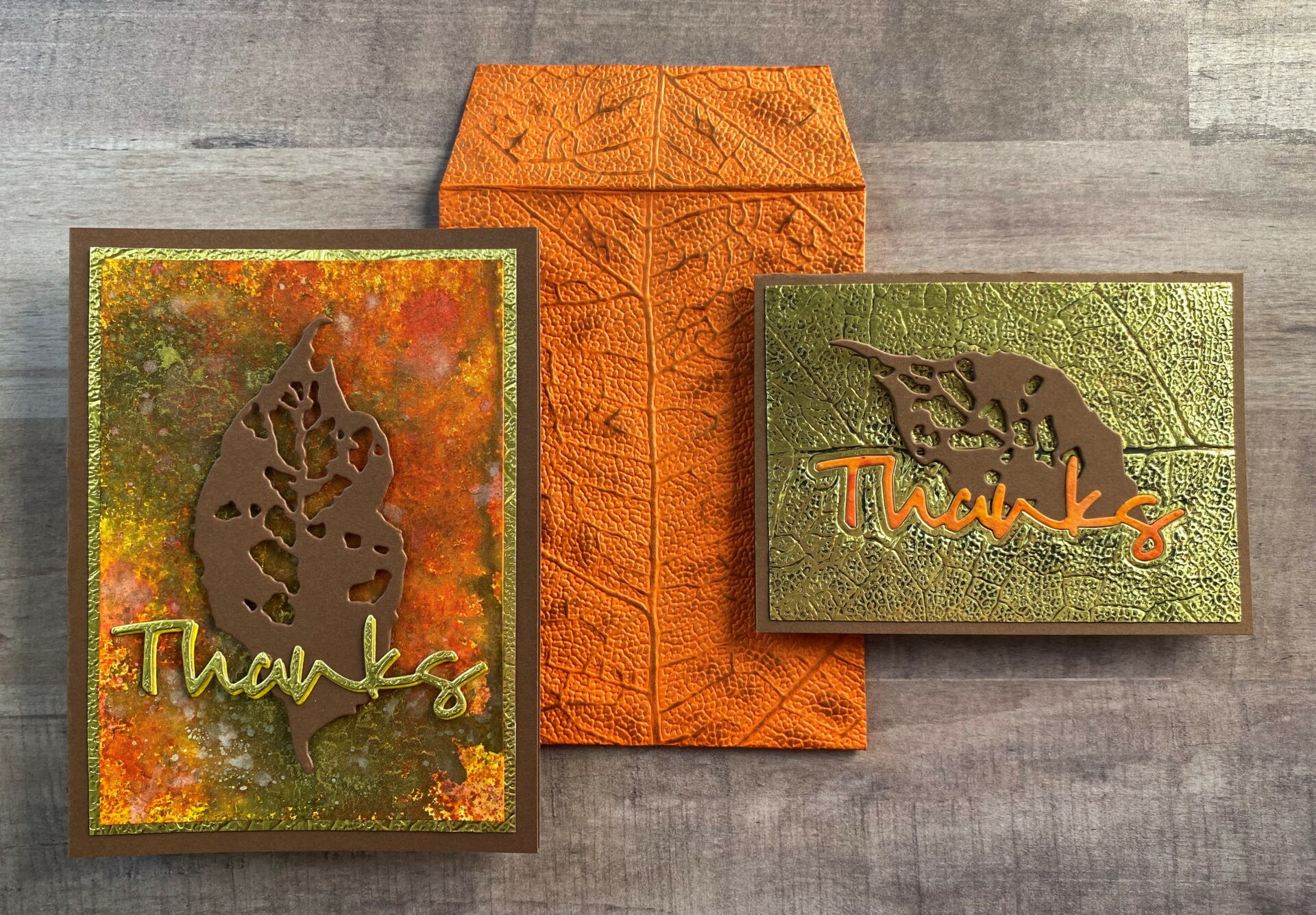 Leaf Thanks Cards With Embossed Envelope