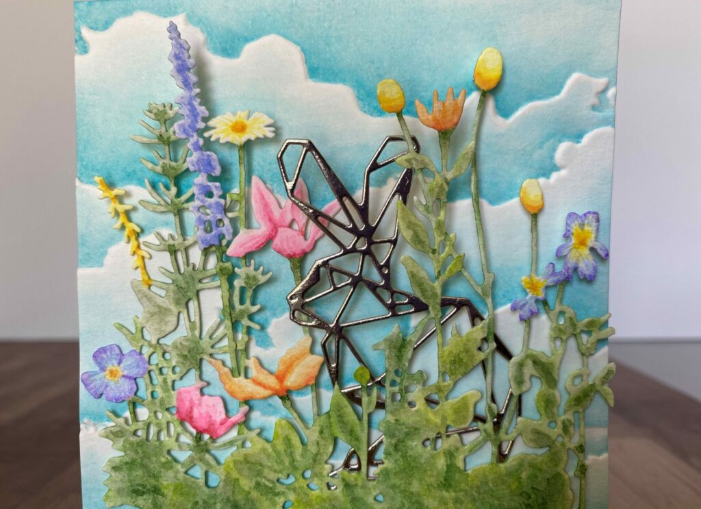 Close up shot of Easter wildflowers card 