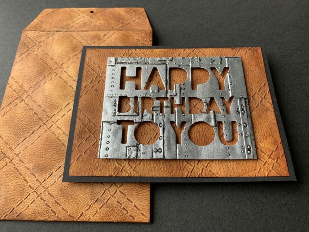 Quilted leather birthday card