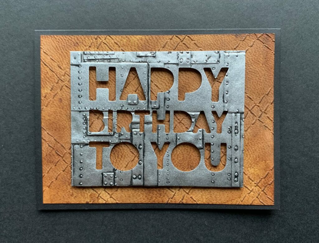 Finished quilted leather birthday card