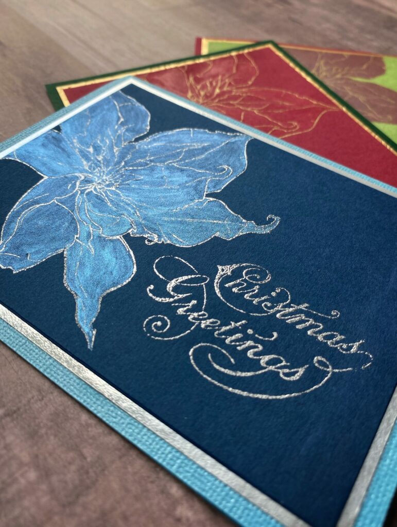 Poinsettia Christmas greetings cards