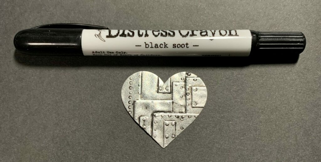 Distress crayon added to the extra small silver foundry heart