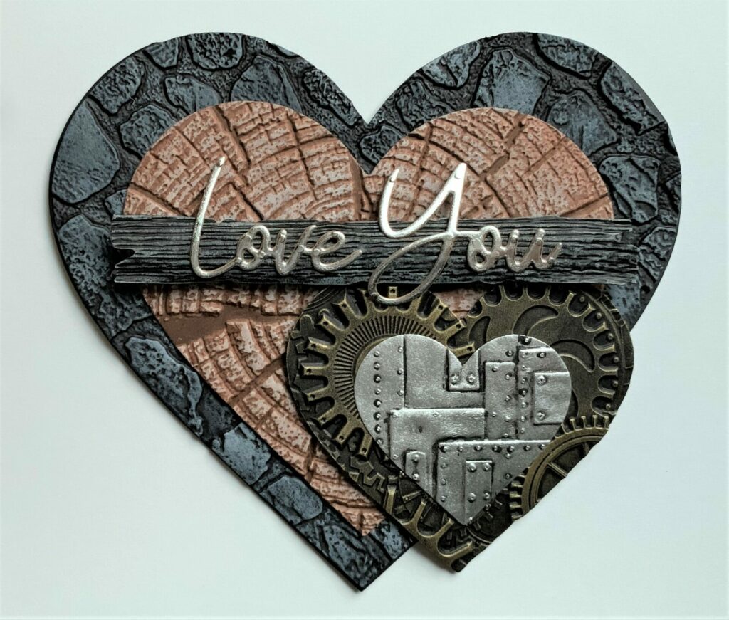 Finished layered hearts valentine