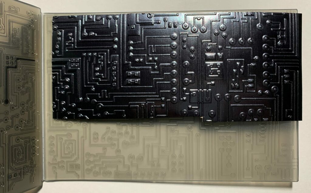 Black metallic embossed 3D circuit