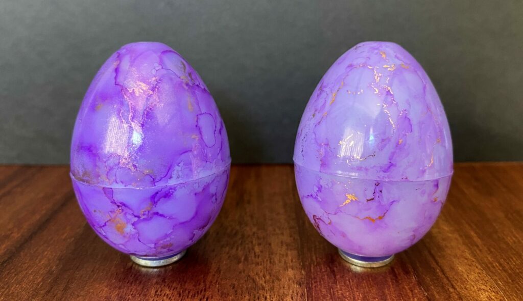 Alloy egg and foil egg comparison 