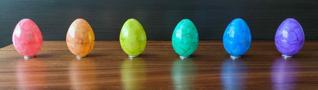 Marbled Alloy Easter Eggs In Rainbow Colors