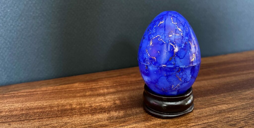 Indigo Blue Foiled Marble Easter Egg