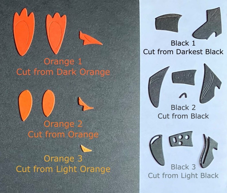 Orange and black Eugene die cut layers