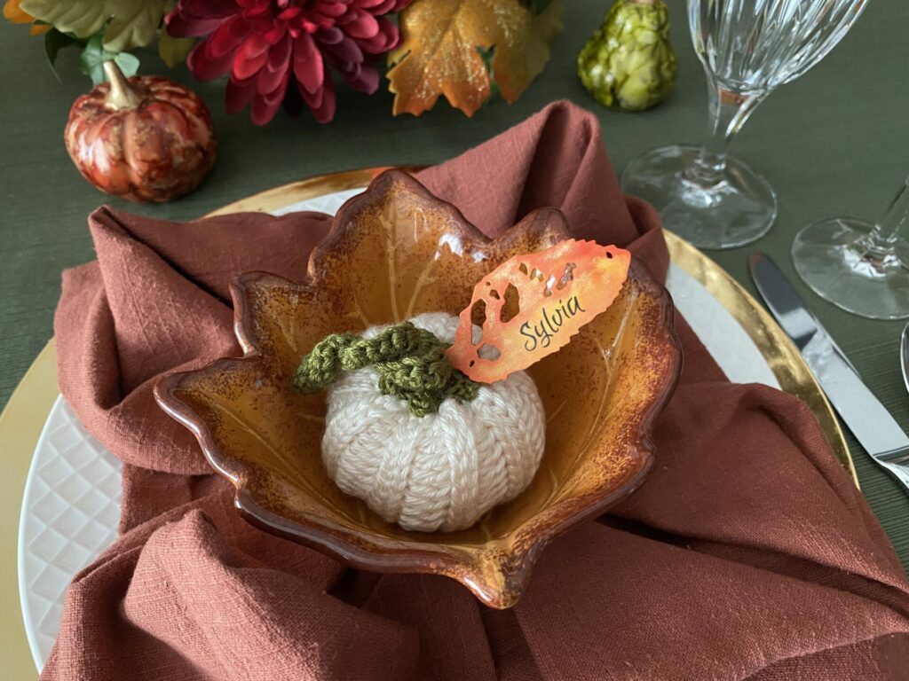 Table Setting for Pumpkin Leaf Place Cards