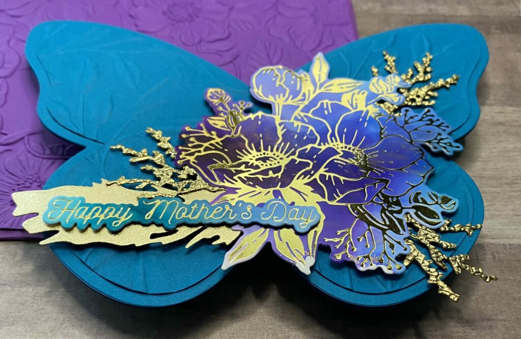 Floral Butterfly Shaped Card Close-up 