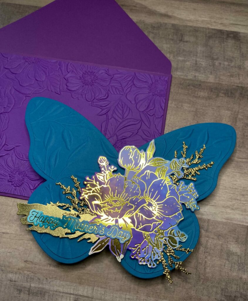Floral Butterfly Shaped Card With Envelope