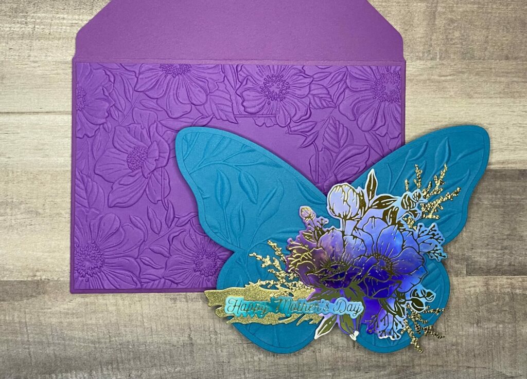 Floral Butterfly Shaped Card With Envelope