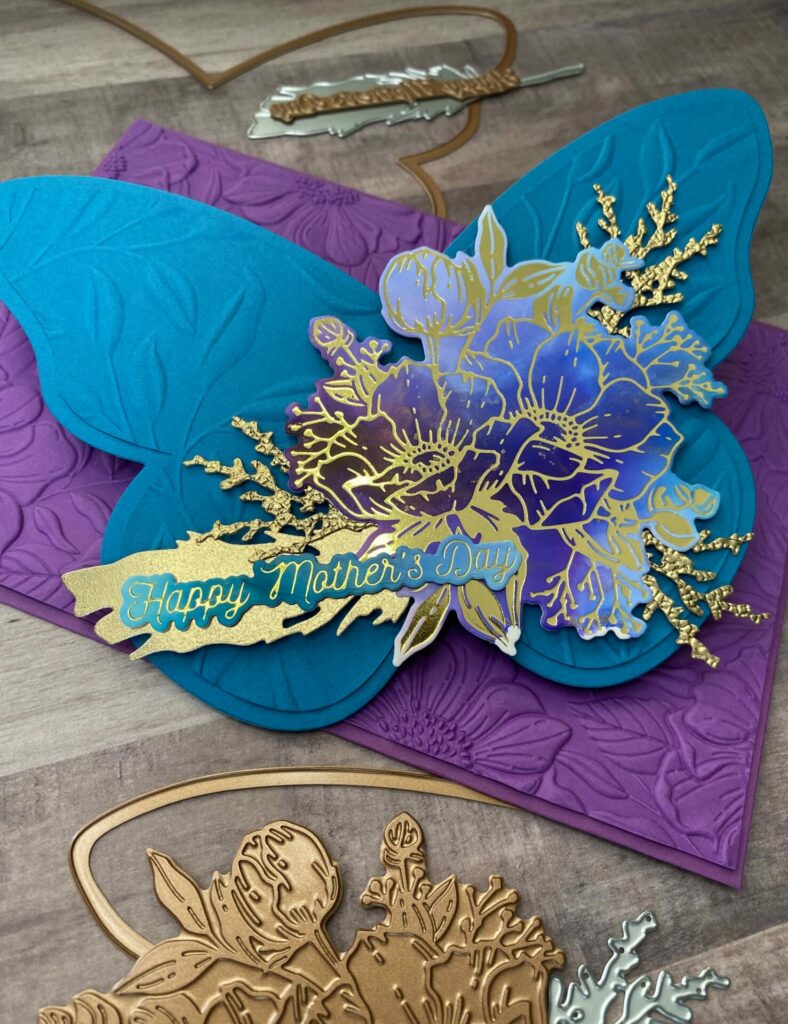 Floral Butterfly Shaped Card With Supplies