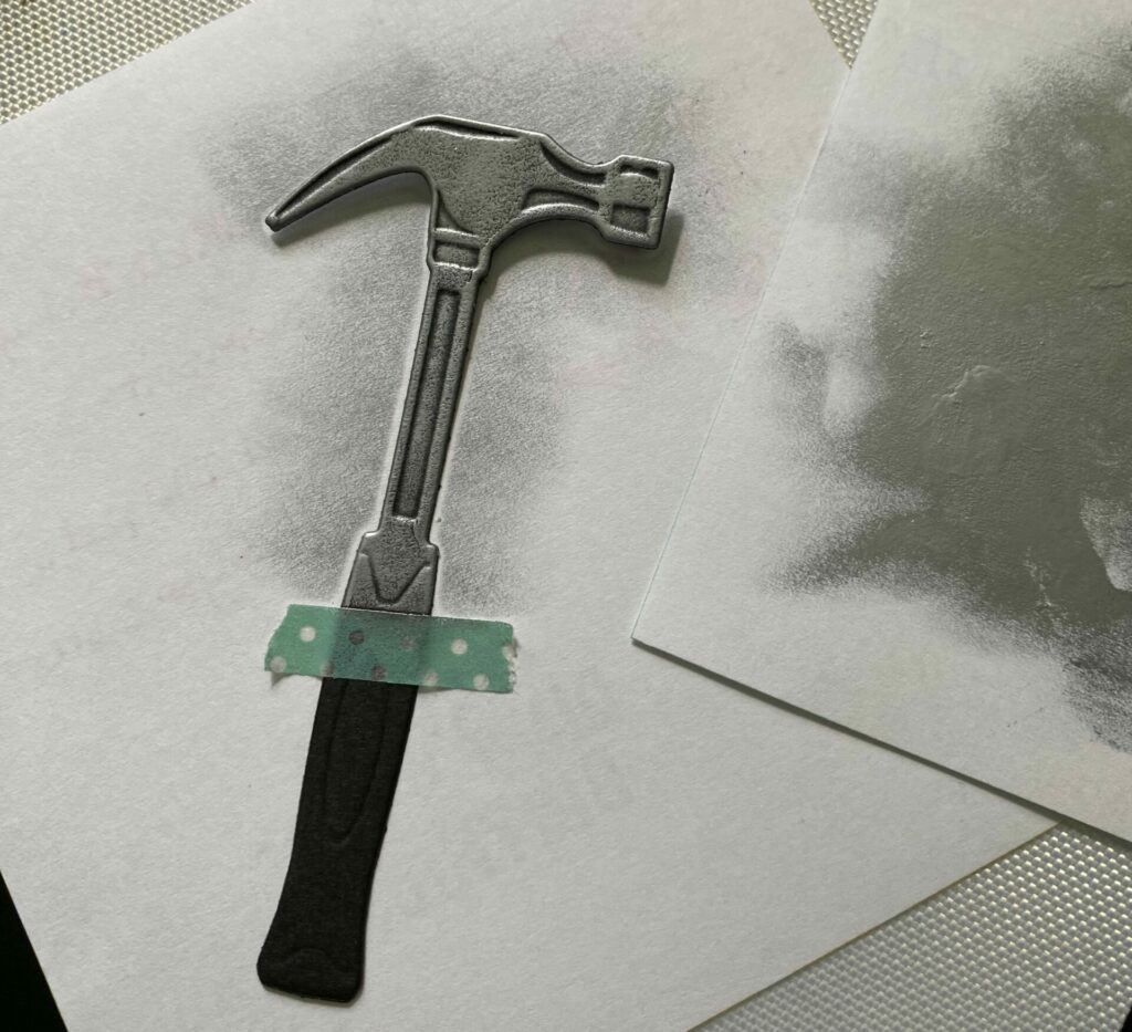 Apply luster wax to the hammer die cut