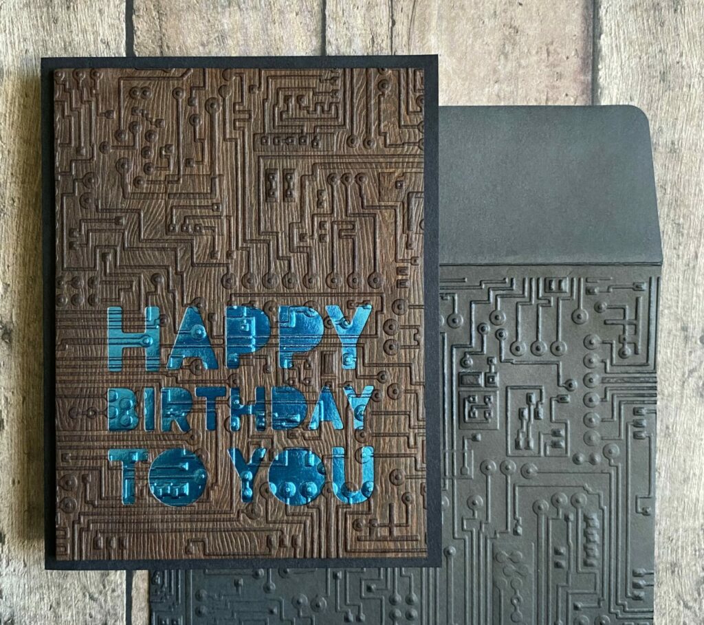 Wooden Circuit Birthday Card With Envelope