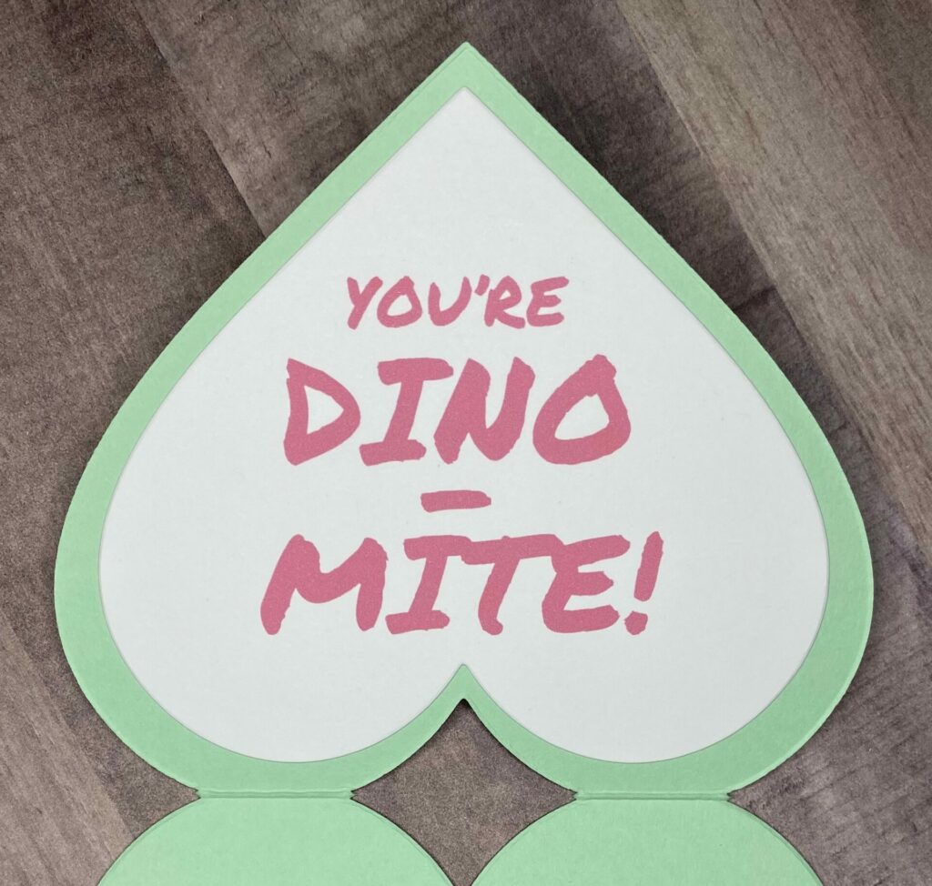Sentiment heart glued to card base