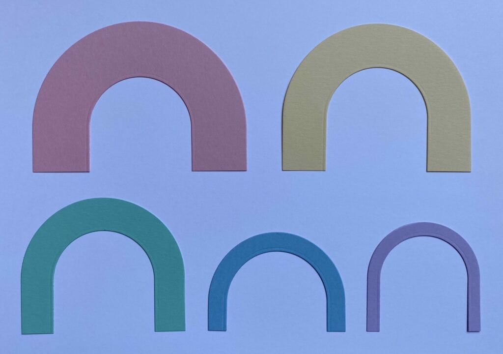 Rainbow arch die-cut layers