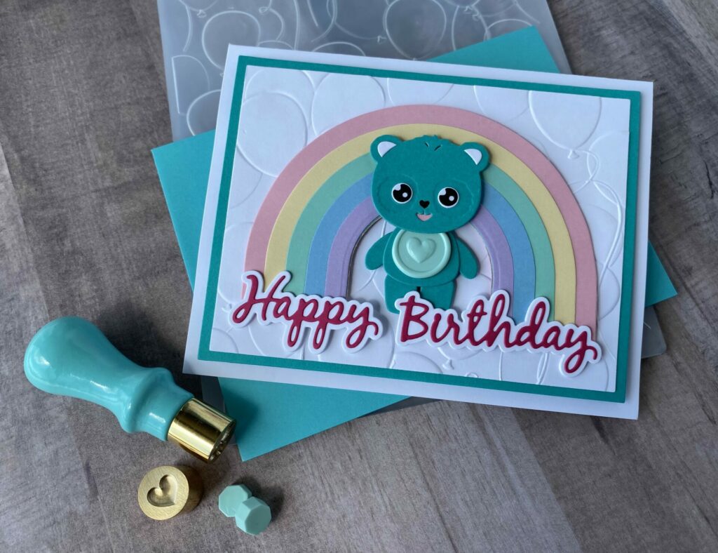 Beary Sweet Birthday Card with puffy heart 3D mini wax seal