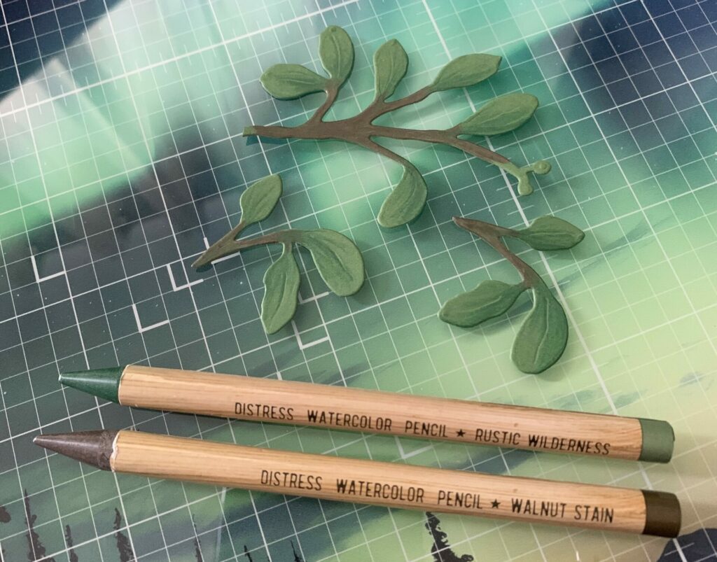 Colored foliage with pencils
