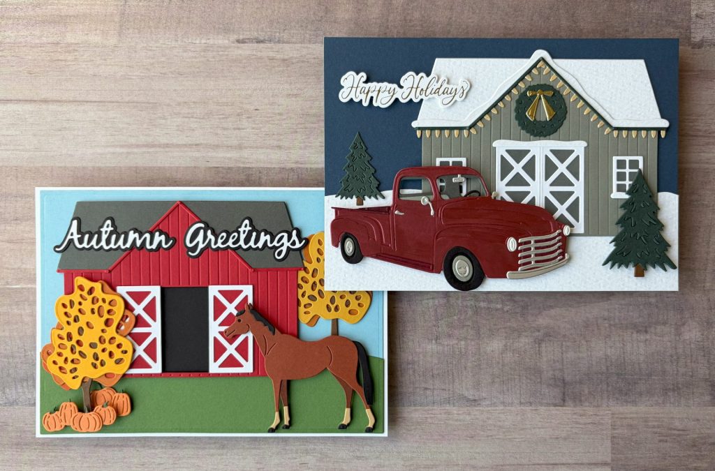 Country barn cards for Autumn and Christmas