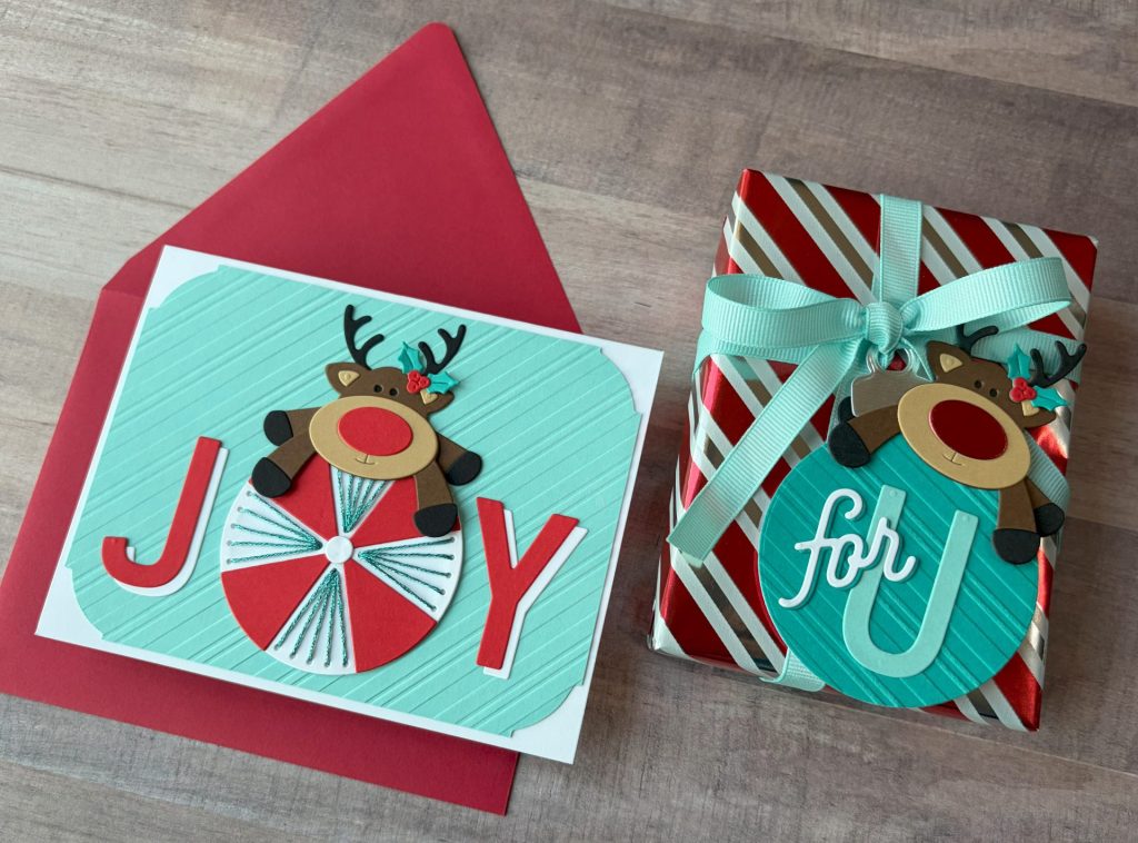 Peppermint Prancer Card made with October Stitching Die of the Month