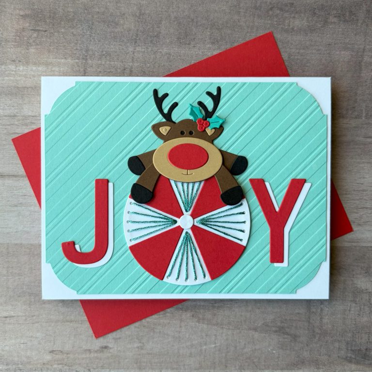 Peppermint Prancer Card made with October Stitching Die of the Month