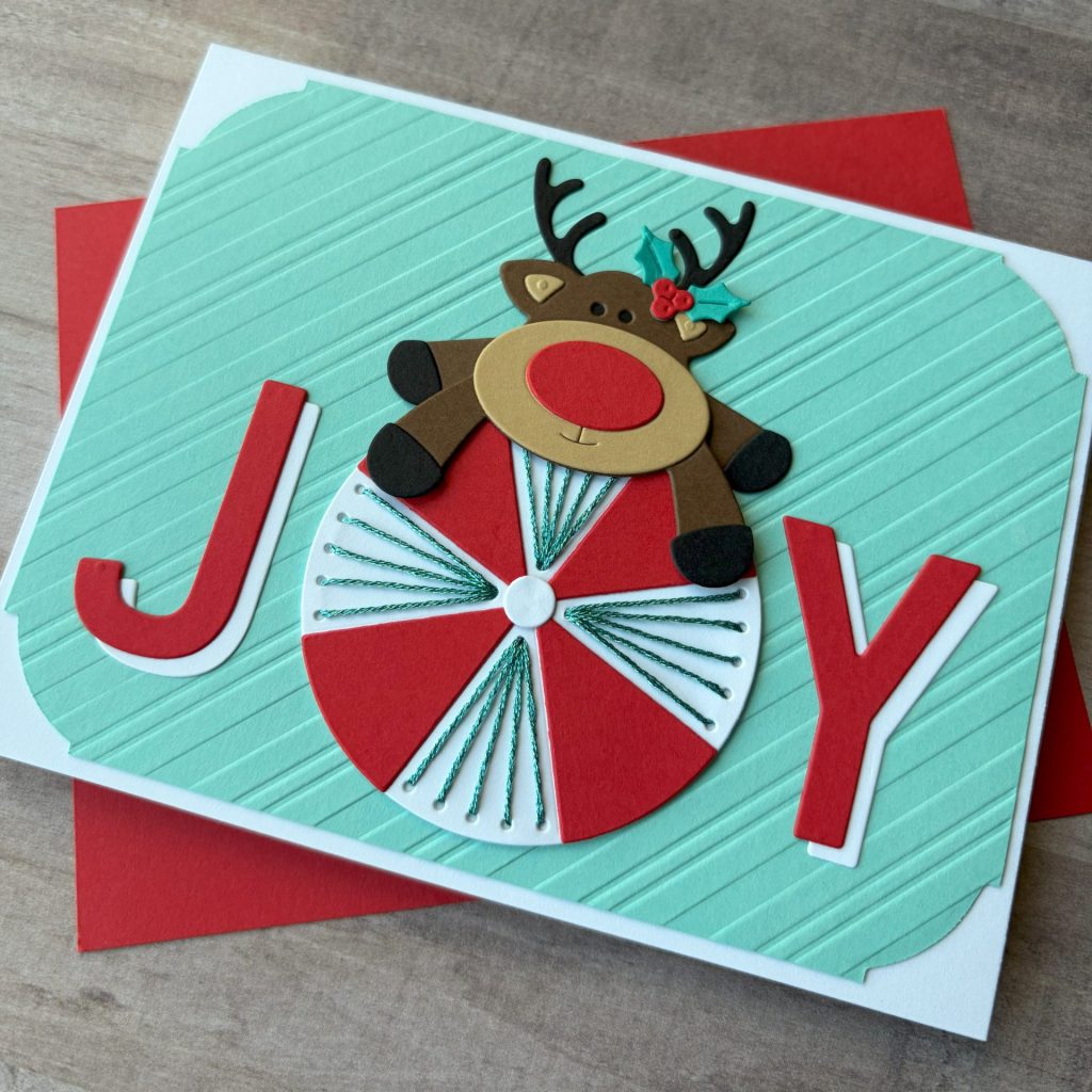 Peppermint Prancer Card made with October Stitching Die of the Month