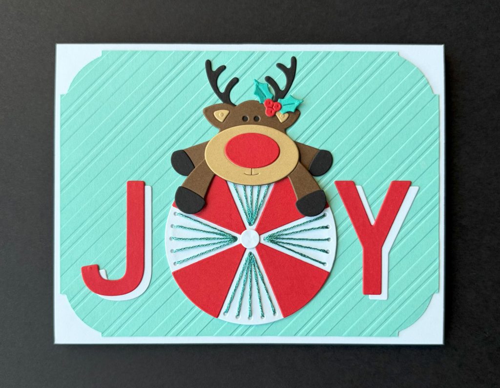 Peppermint Prancer Card made with October Stitching Die of the Month