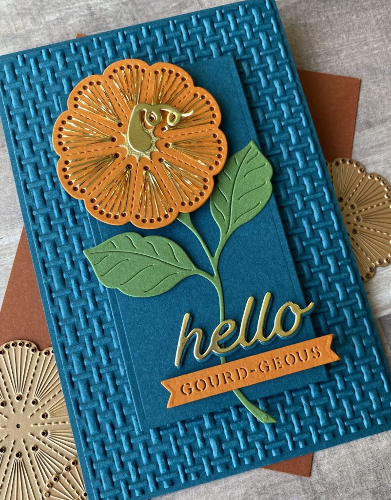 Hello Gourd-geous Card made with the September Stitching Die of the Month