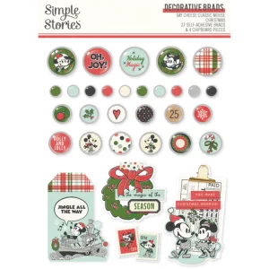 Say Cheese Classic Mouse Christmas - Decorative Brads