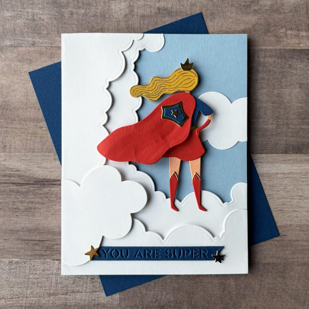 Spellbinders March Clubs - Super Girl Card