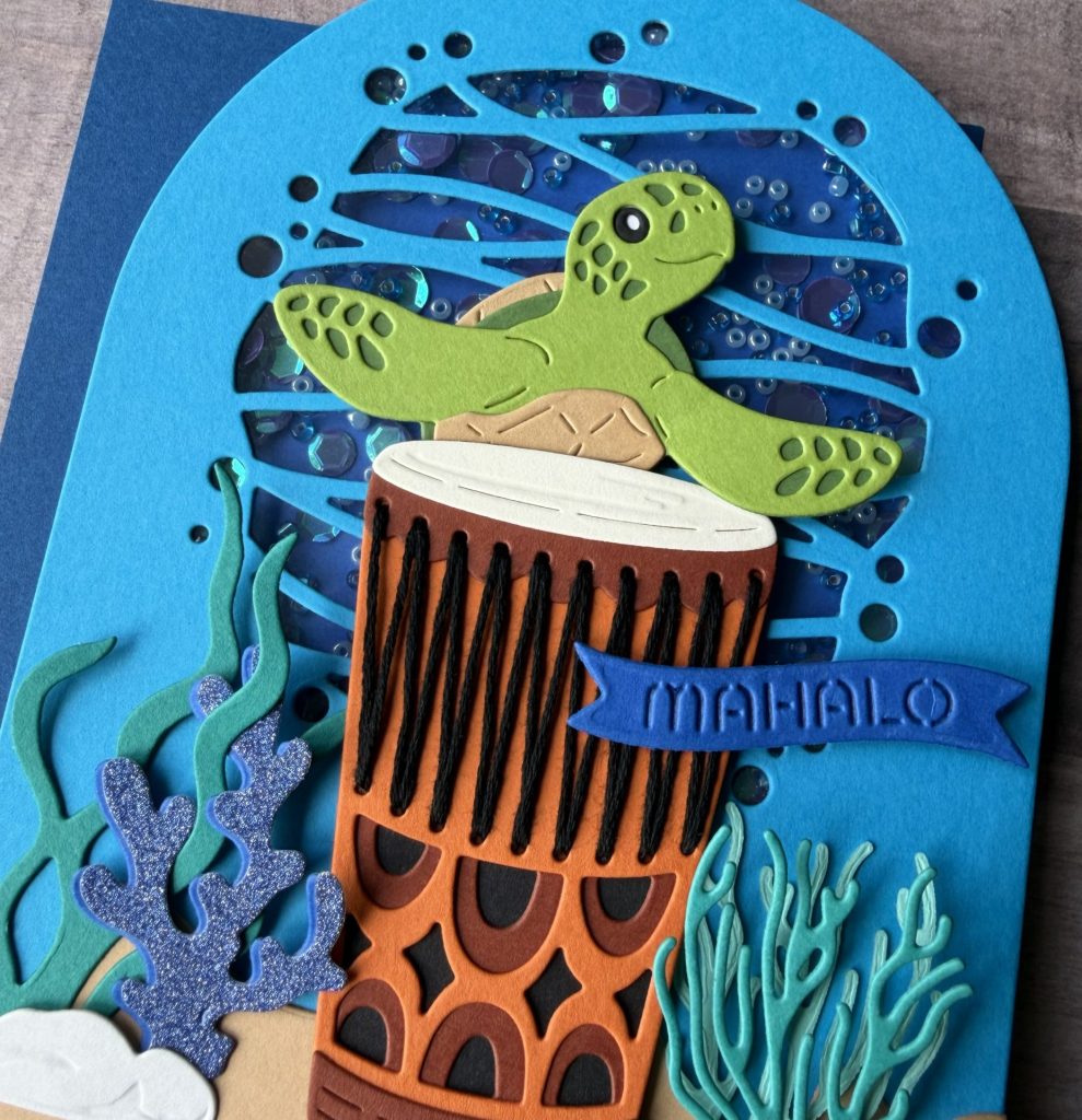 Spellbinders June Clubs - Mahalo Sea Turtle Shaker Card