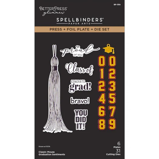 Classic Mouse Graduation Sentiments Press & Foil Plates