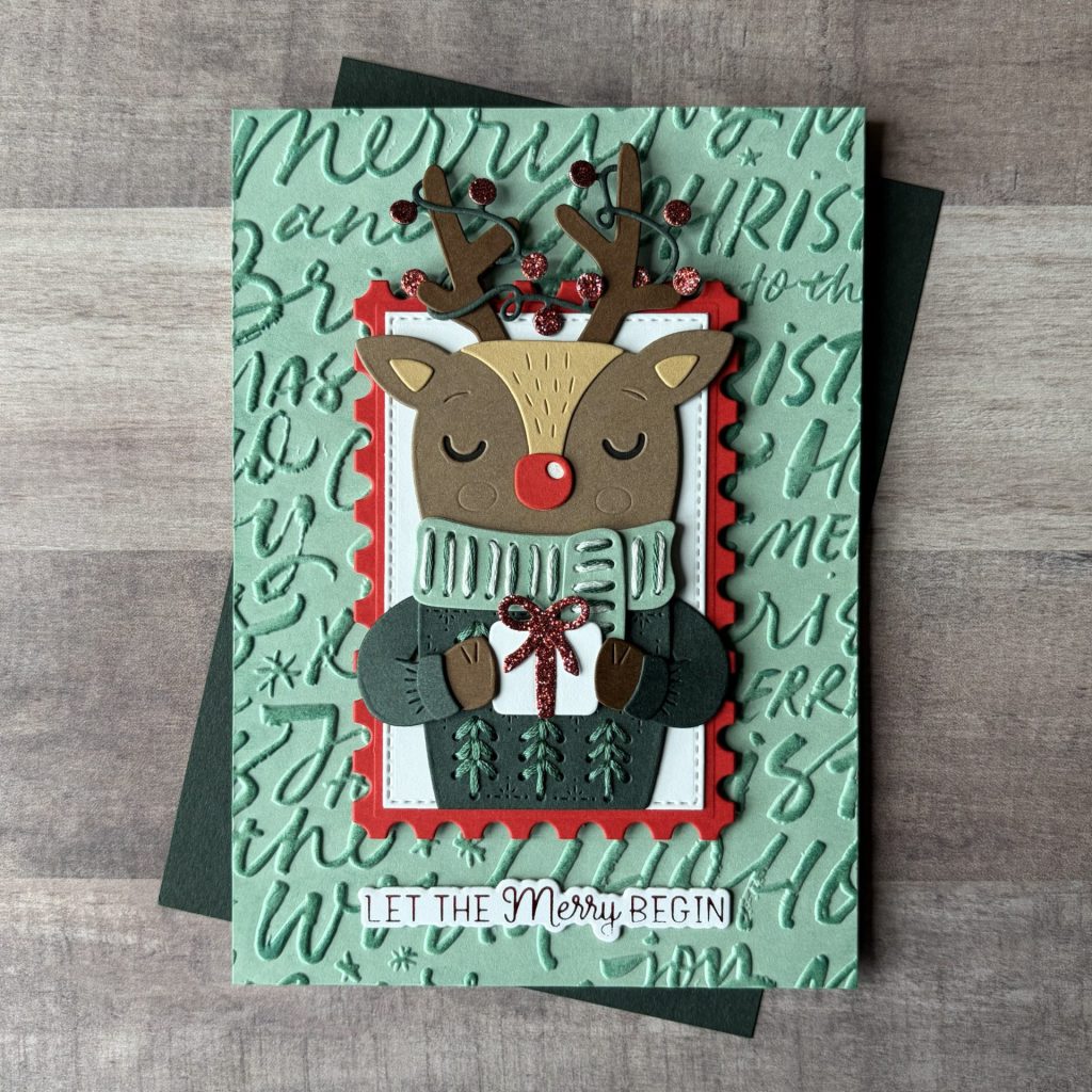 Spellbinders July Clubs - Cozy Reindeer Wishes Holiday Card
